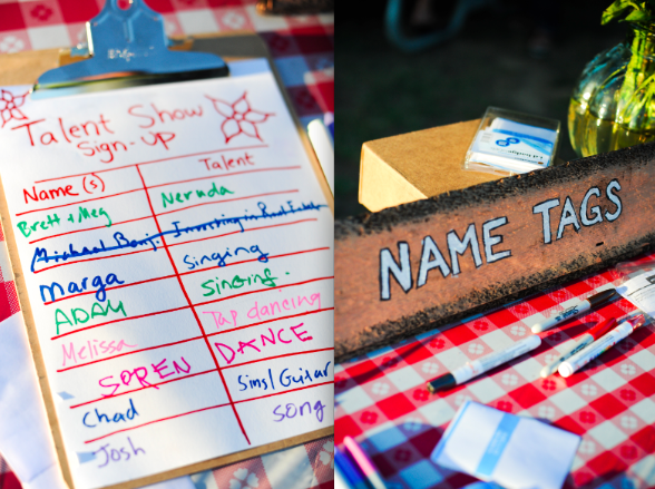 eco-beautiful-weddings-real-wedding-feature-talent-show-sign-up-bellalu-photography Talent Show NIght for Kati and Pete's Real Wedding in California