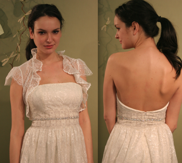 Claire Pettibone Fall 2011 Collection Strapless and Backless gown with shrug